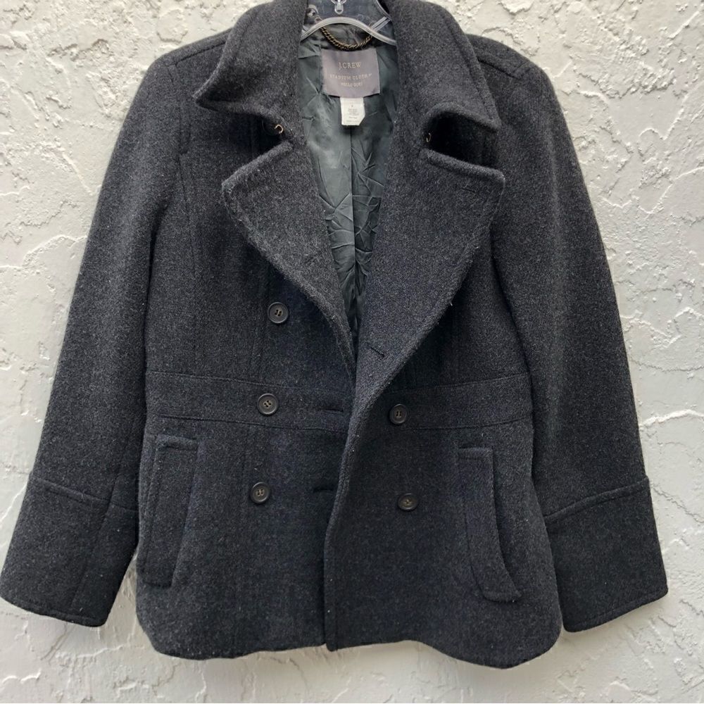 J. CREW Gray Wool Stadium Cloth Nello Gori Peacoat Jacket Blazer Double Breasted - Picture 7 of 8